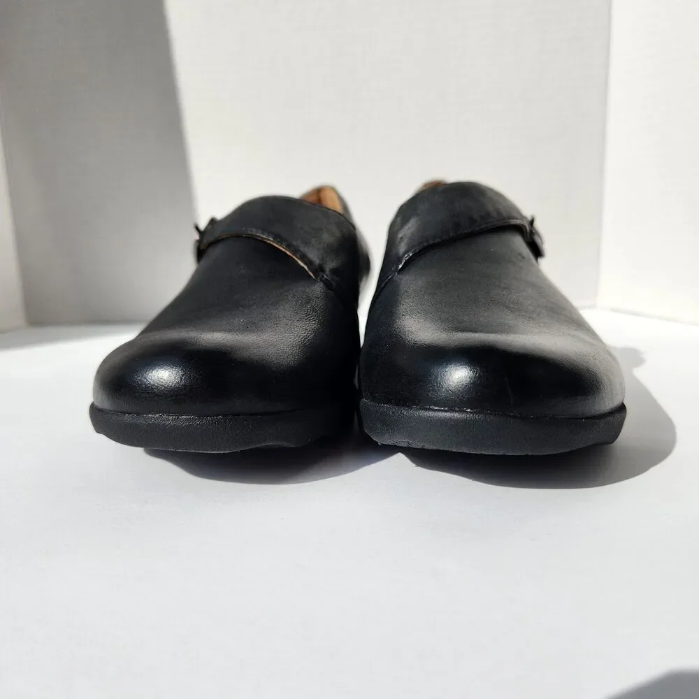 Dansko Marisa Black Leather Wedge Womens Size 39 US 8.5 - 9 Slip-on Comfort
